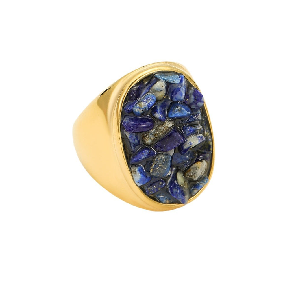 Geometric ring made from natural stones