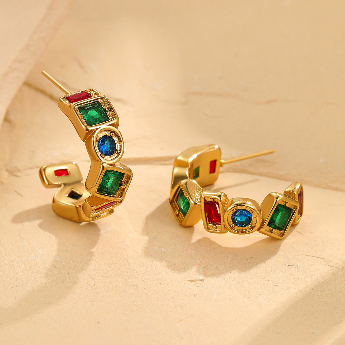 High-end colored zircon earrings