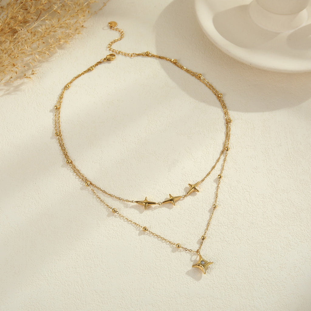 Double-layered, elegant, and luxurious collar chain