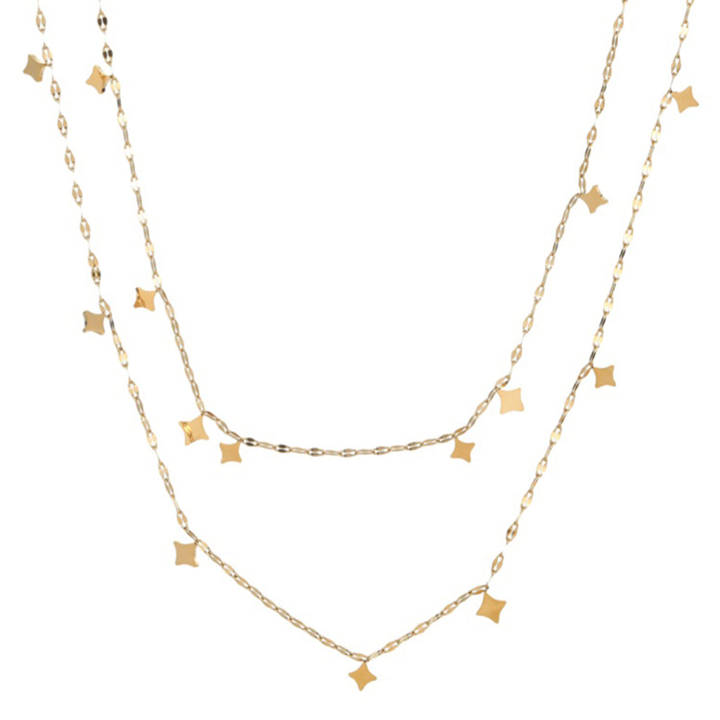 A layered necklace with a dual-layer design element.