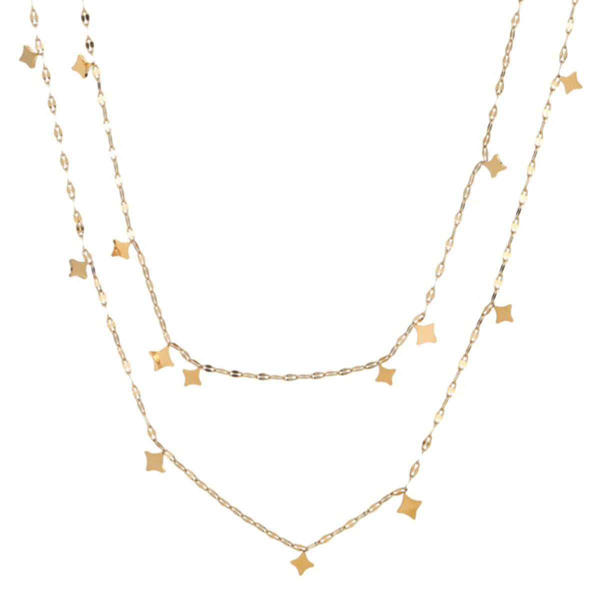 A layered necklace with a dual-layer design element.