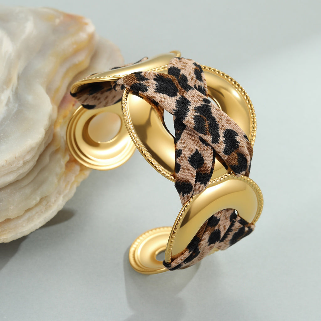 Leopard-print ribbon bracelet