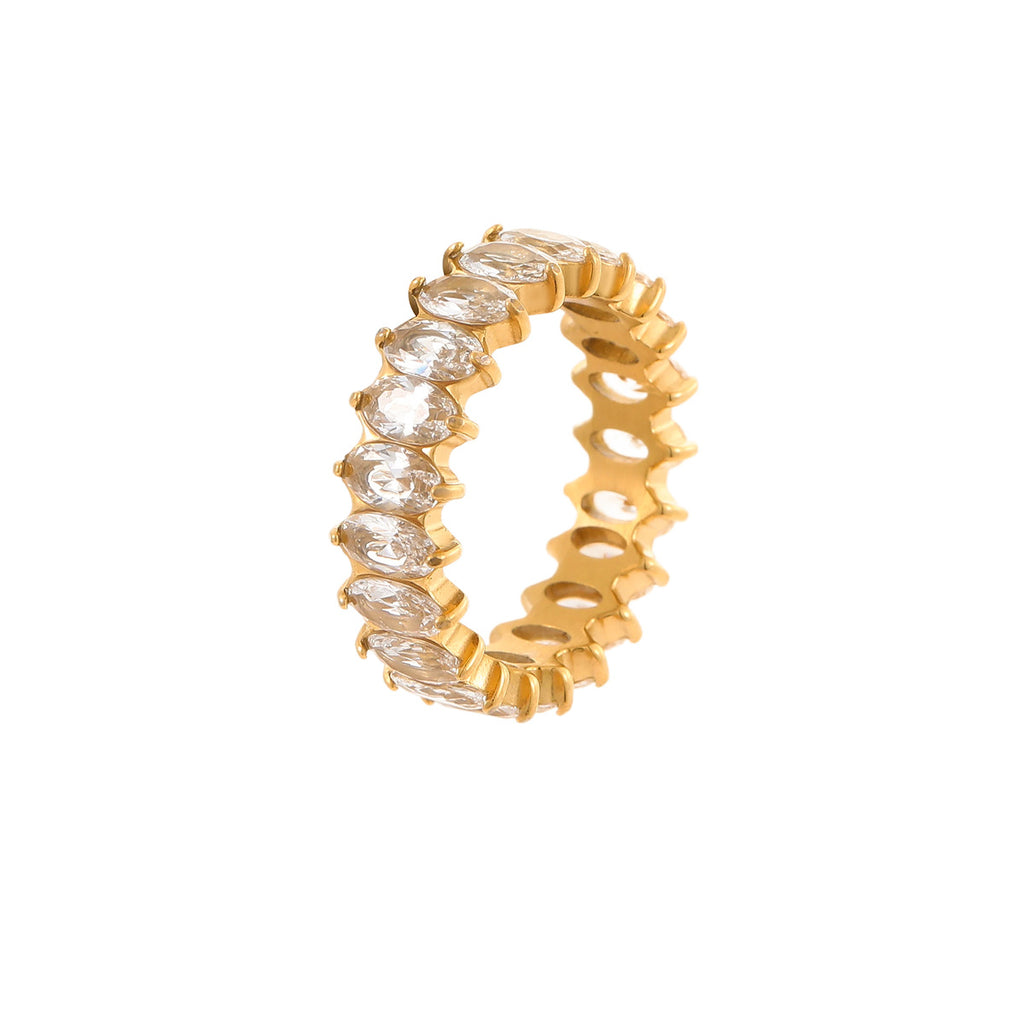 High-end ring with zircon stones embellished