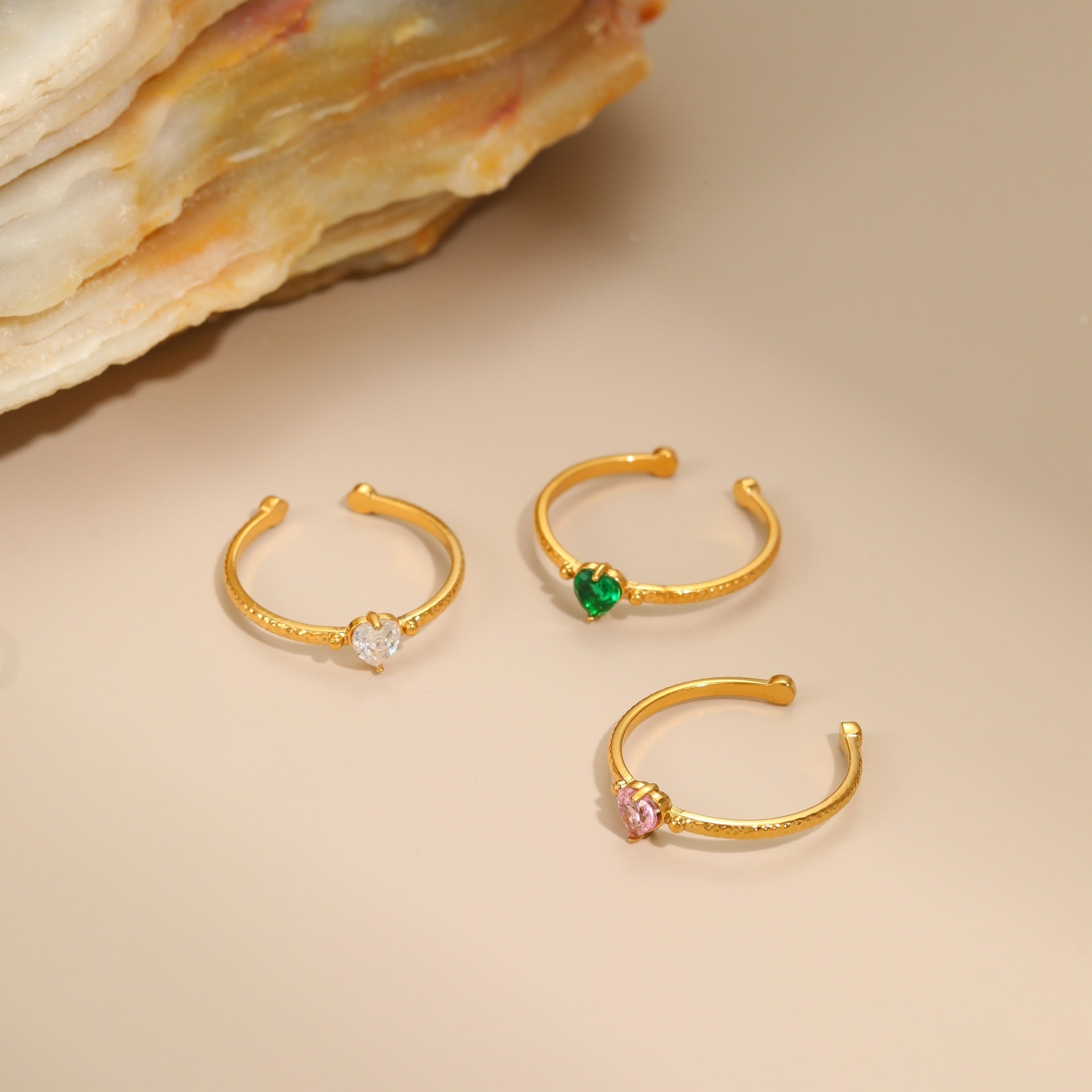 Zircon Heart-Shaped Ring, Titanium Steel Ring