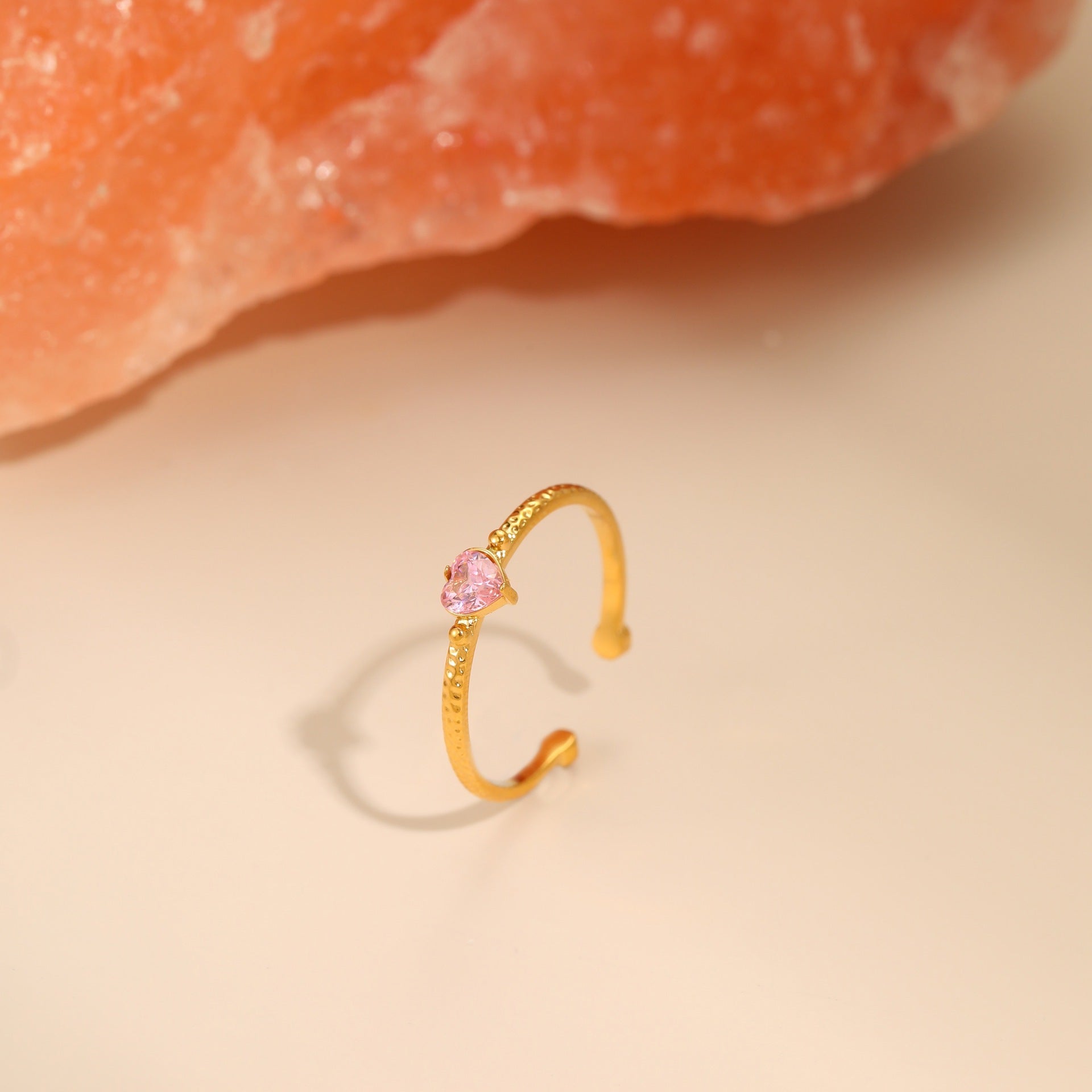 Zircon Heart-Shaped Ring, Titanium Steel Ring