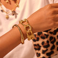 Design-inspired texture-embossed open-style bracelet