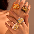 Floral design ring with a vibrant and intricate pattern