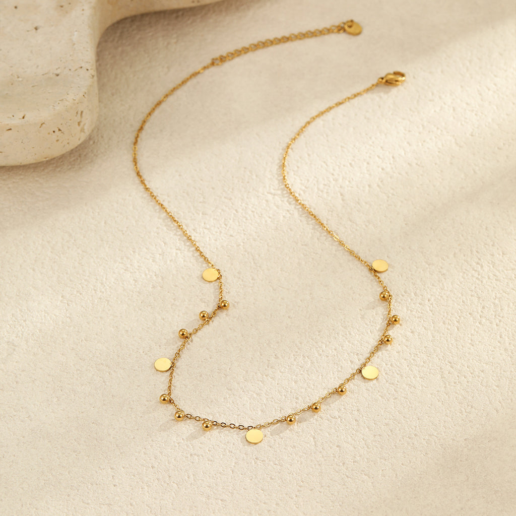 INS niche, high-end, metallic-feel round bead necklace