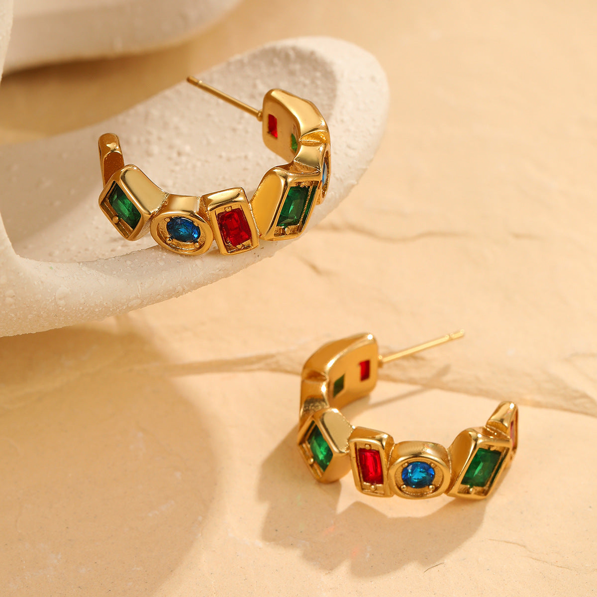 High-end colored zircon earrings