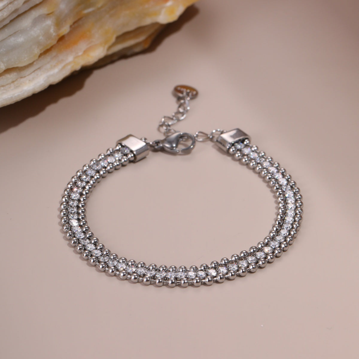 Diamond-encrusted chain bracelet