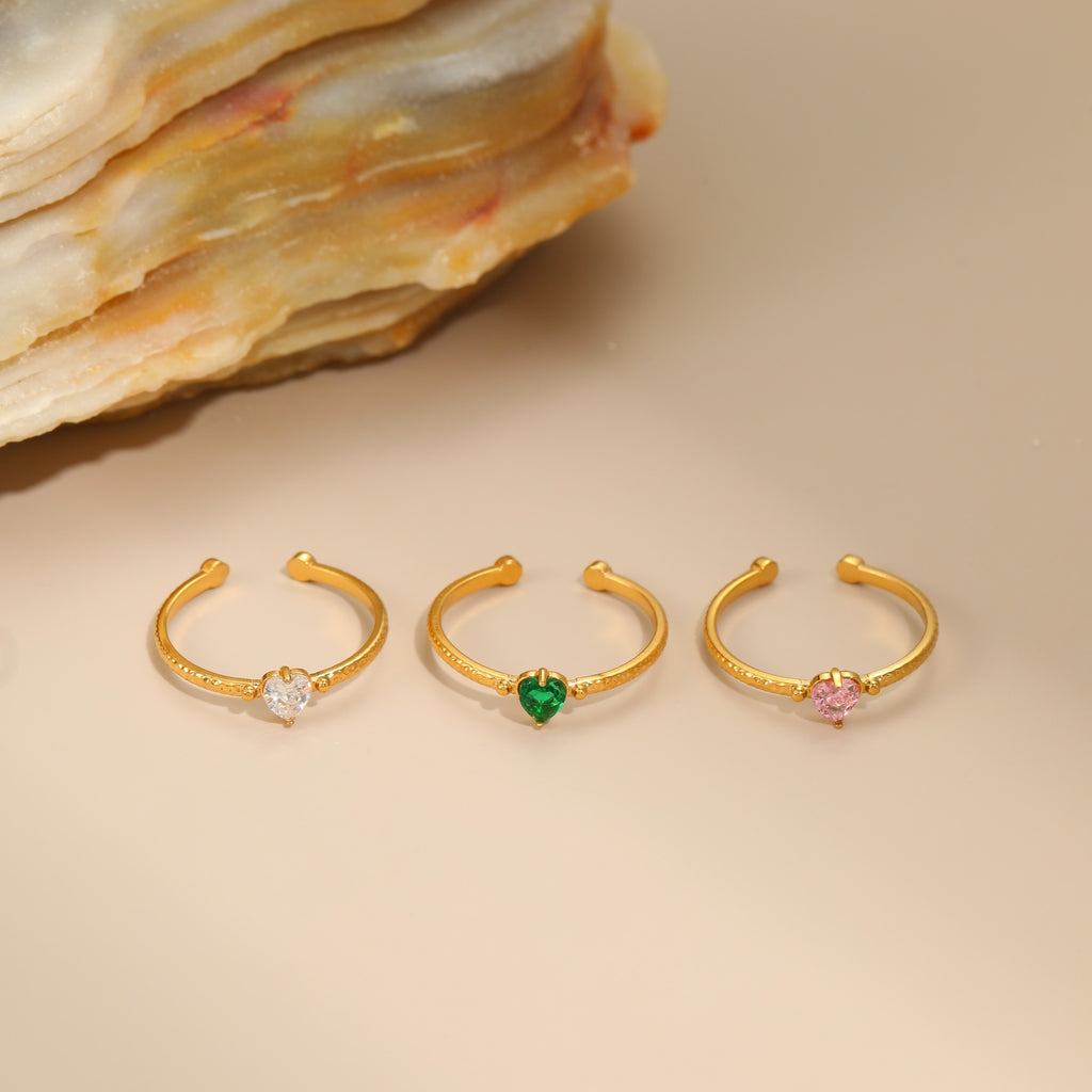 Zircon Heart-Shaped Ring, Titanium Steel Ring
