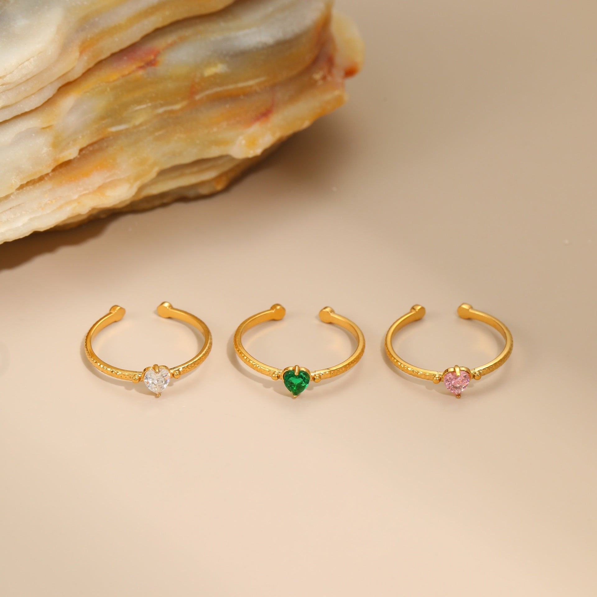 Zircon Heart-Shaped Ring, Titanium Steel Ring