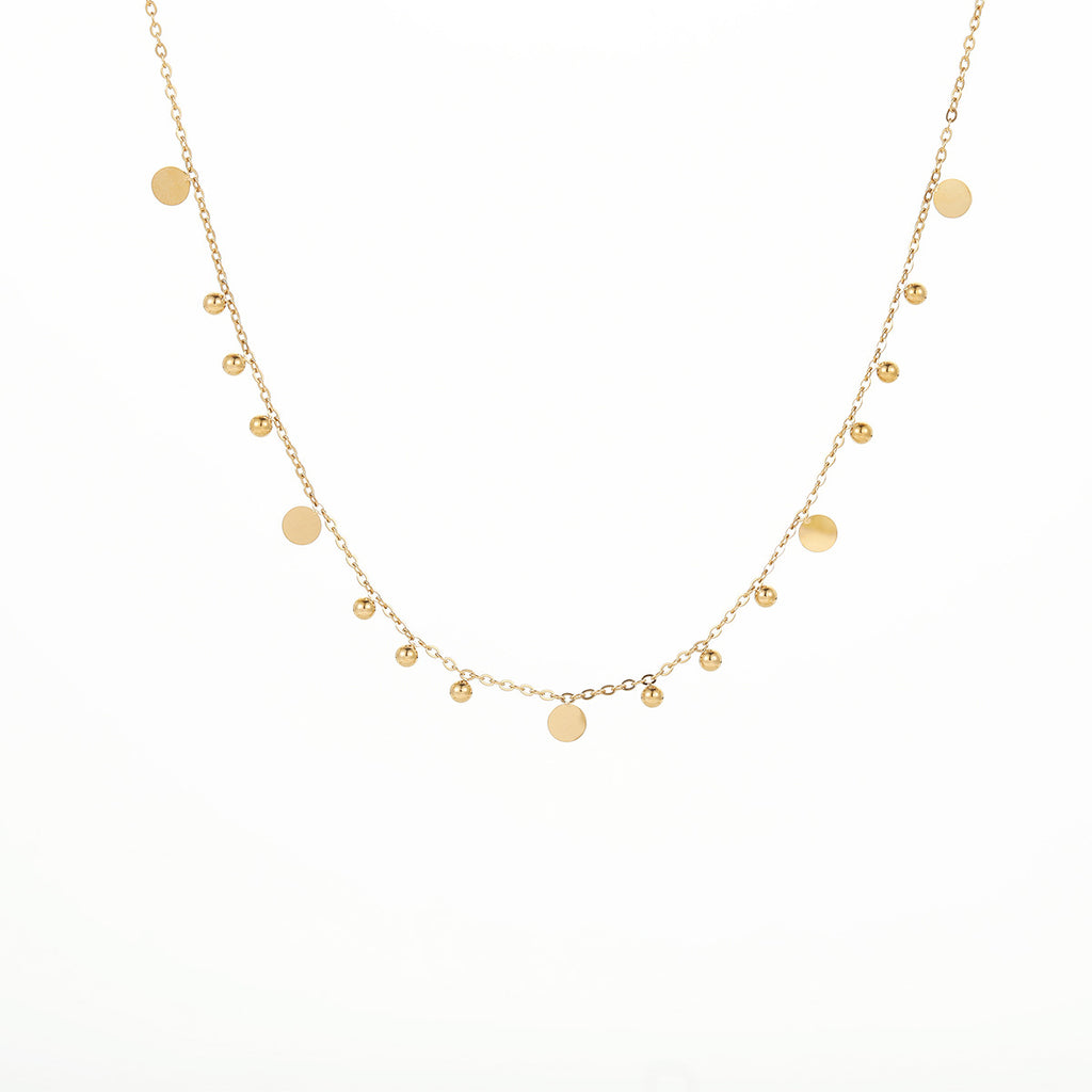 INS niche, high-end, metallic-feel round bead necklace
