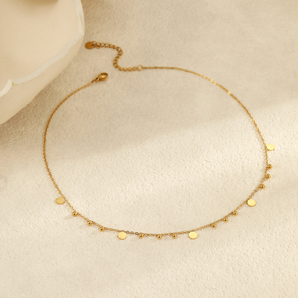INS niche, high-end, metallic-feel round bead necklace