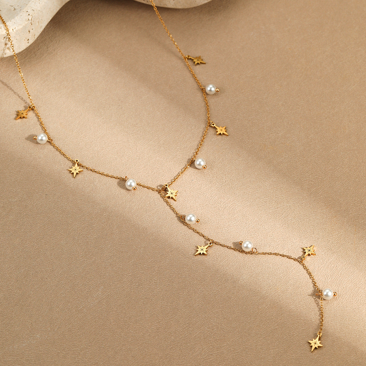 High-end fringe imitation pearl Y-shaped chain necklace